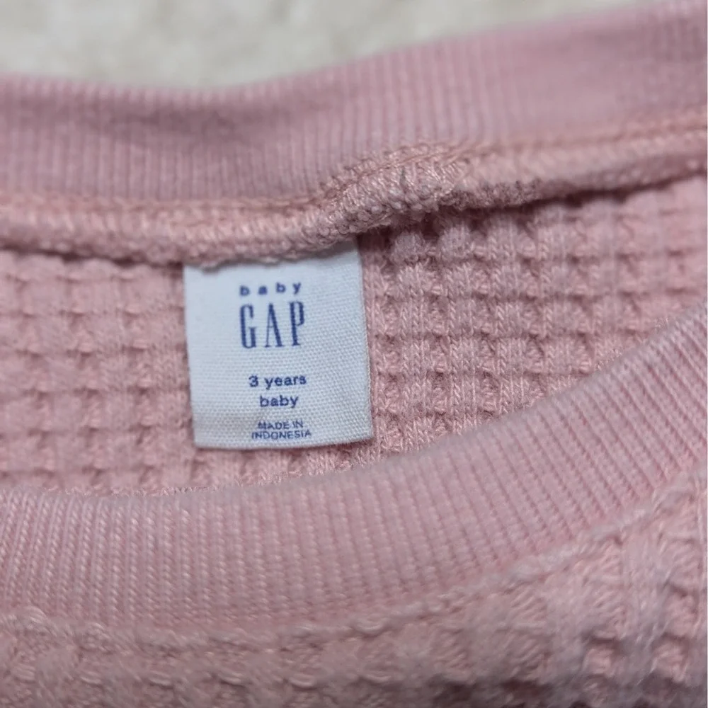 Baby GAP Waffle‎ Knit Sweatshirt Pink Long Sleeve Toddler 3T